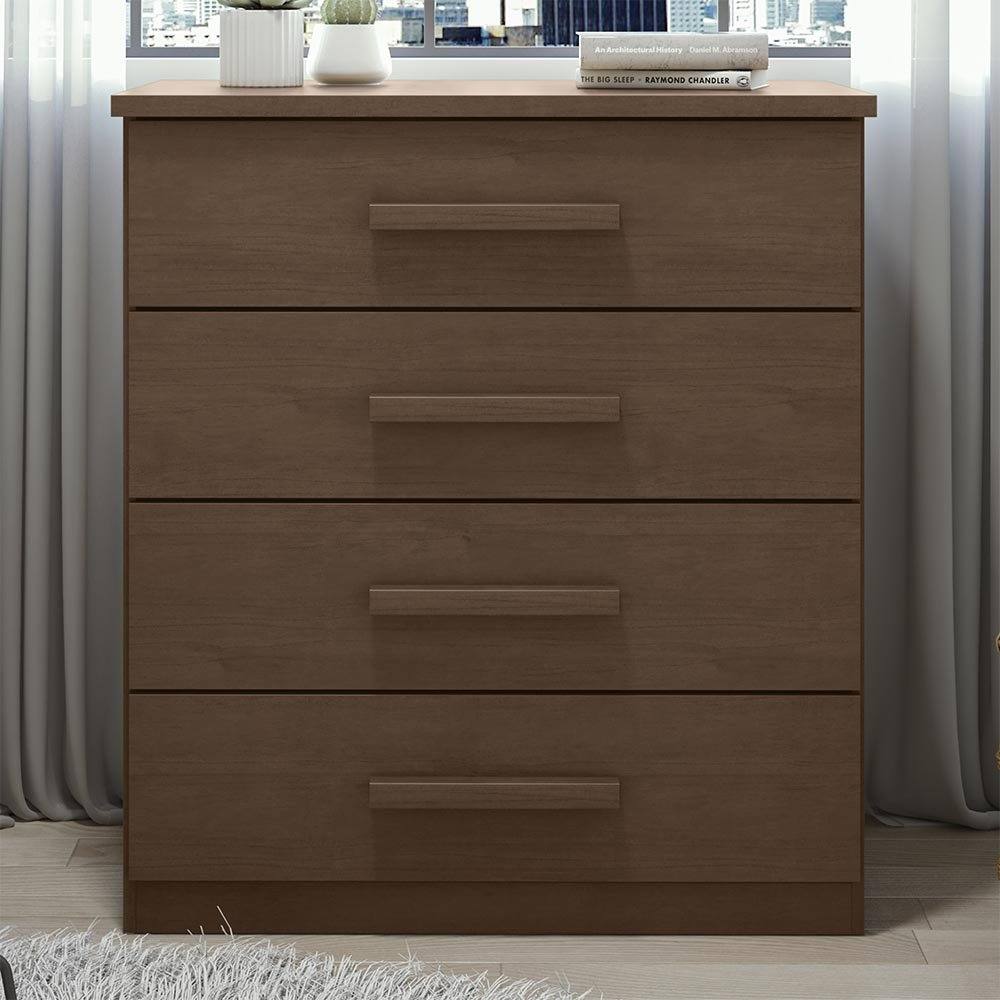 Cômoda com 04 Gavetas Baião Imbuia Clean Lopas